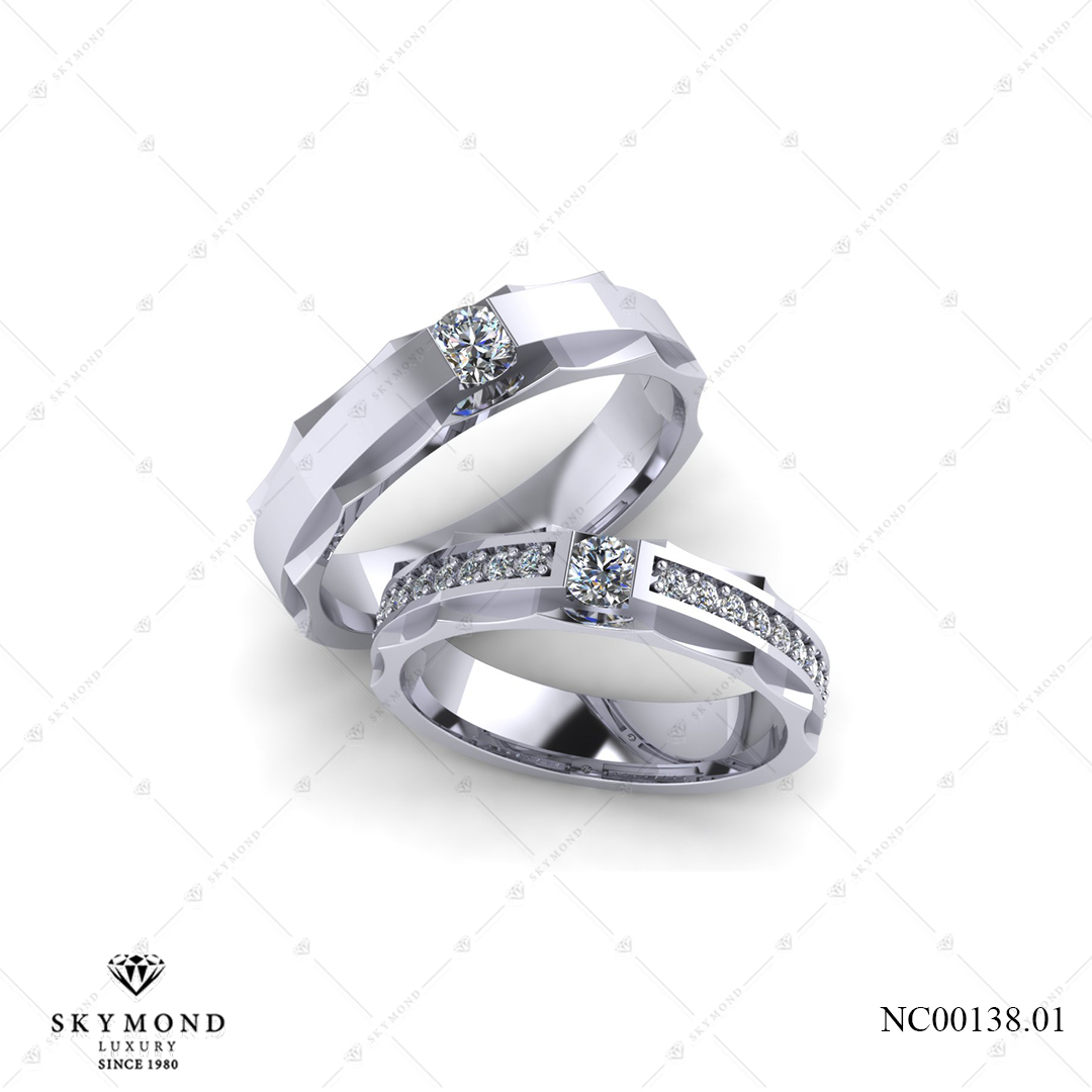 Nhẫn Cưới Vàng Trắng (14k-18k) thiết kế NC00138.01