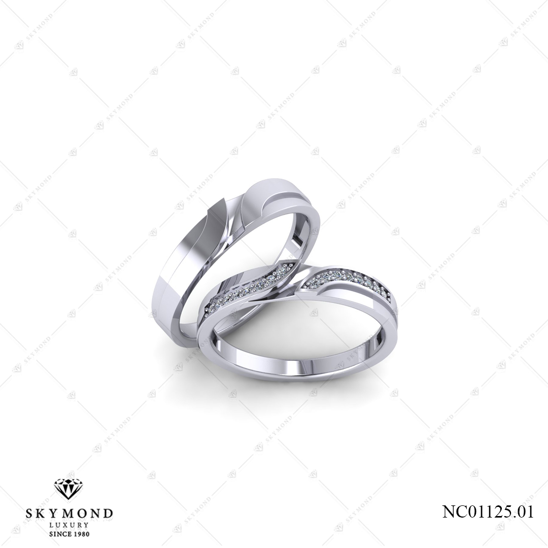 Nhẫn Cưới Vàng Trắng (14k-18k) thiết kế NC01125.01