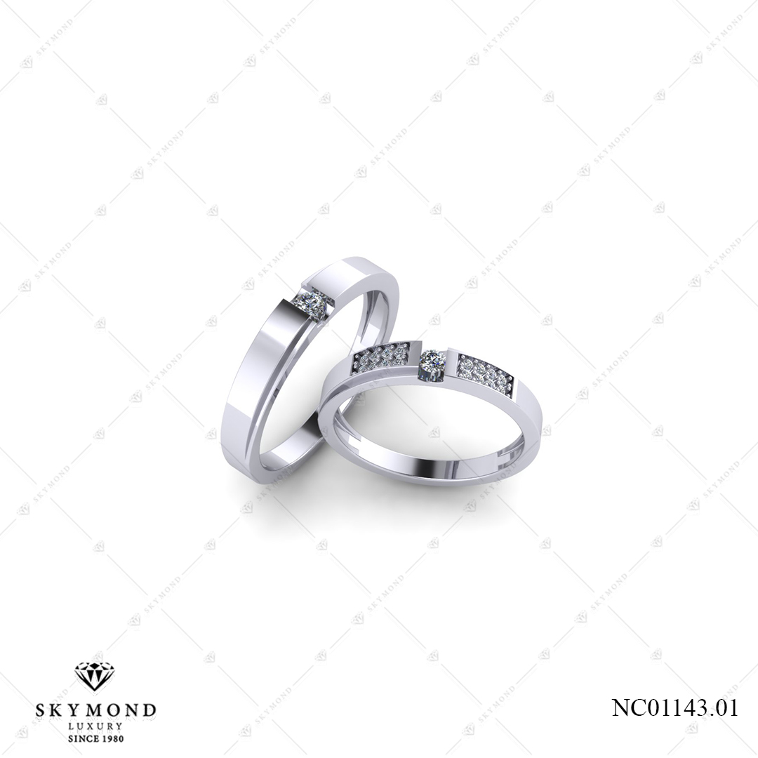 Nhẫn Cưới Vàng Trắng (14k-18k) thiết kế NC01143.01