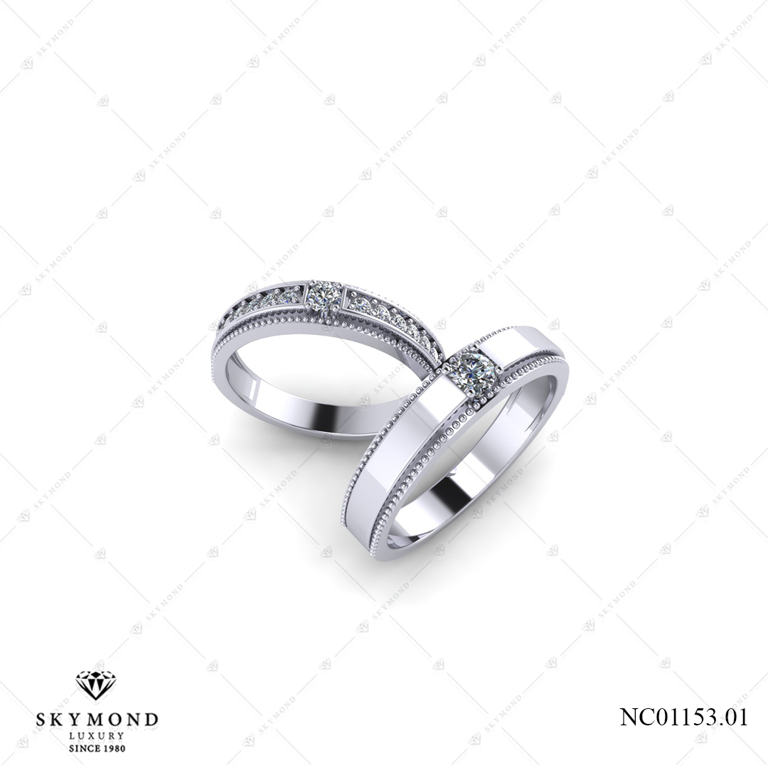 Nhẫn Cưới Vàng Trắng (14k-18k) thiết kế NC01153.01