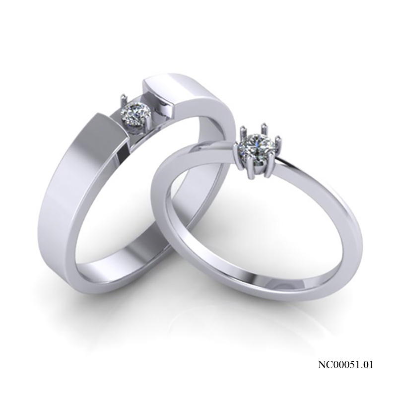 Nhẫn Cưới Vàng Trắng (14k-18k) thiết kế NC00051.01
