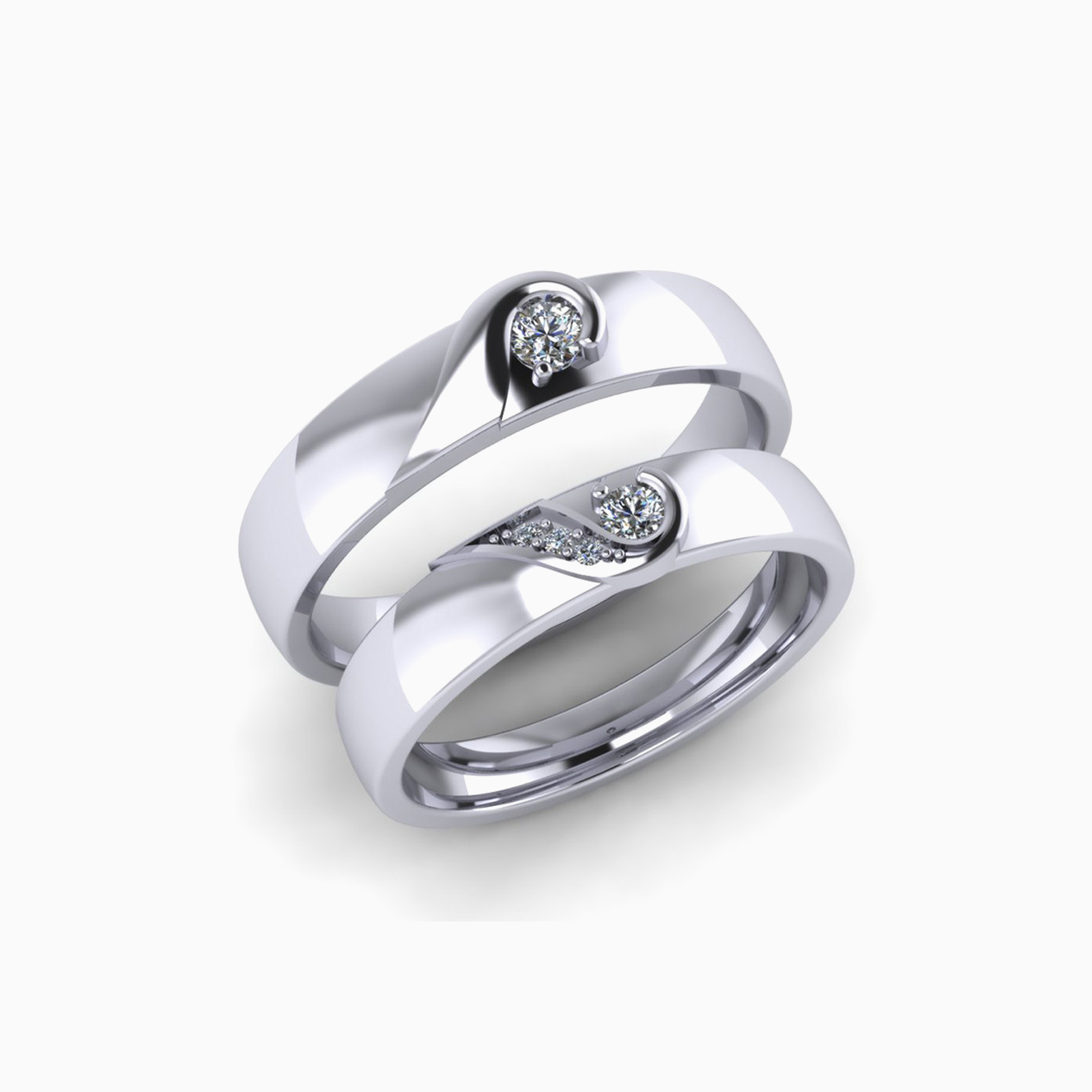 Nhẫn Cưới Vàng Trắng (14k-18k) thiết kế NC00074.01