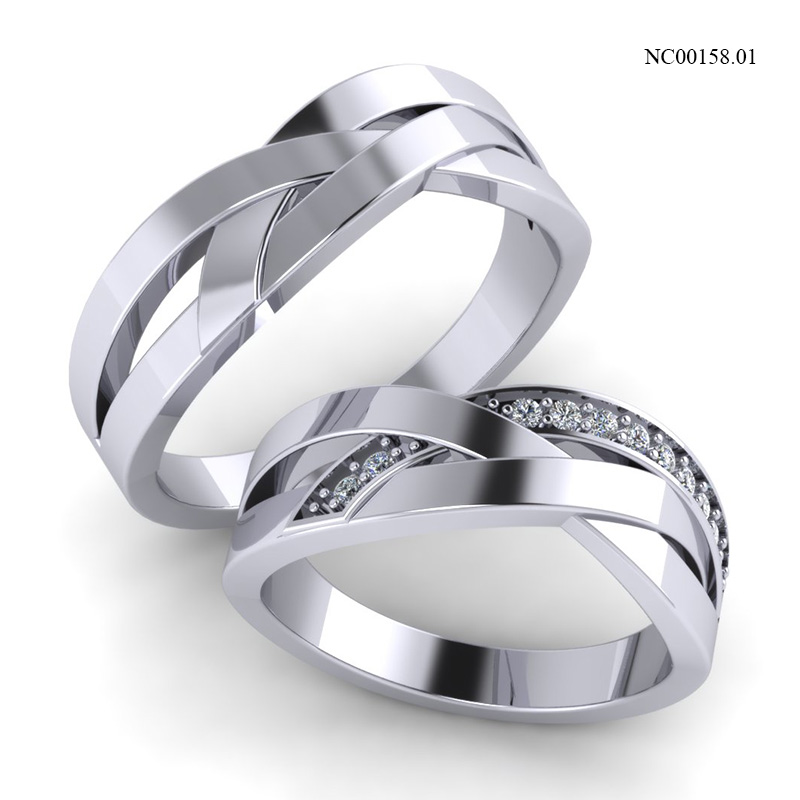 Nhẫn Cưới Vàng Trắng (14k-18k) thiết kế NC00158.01