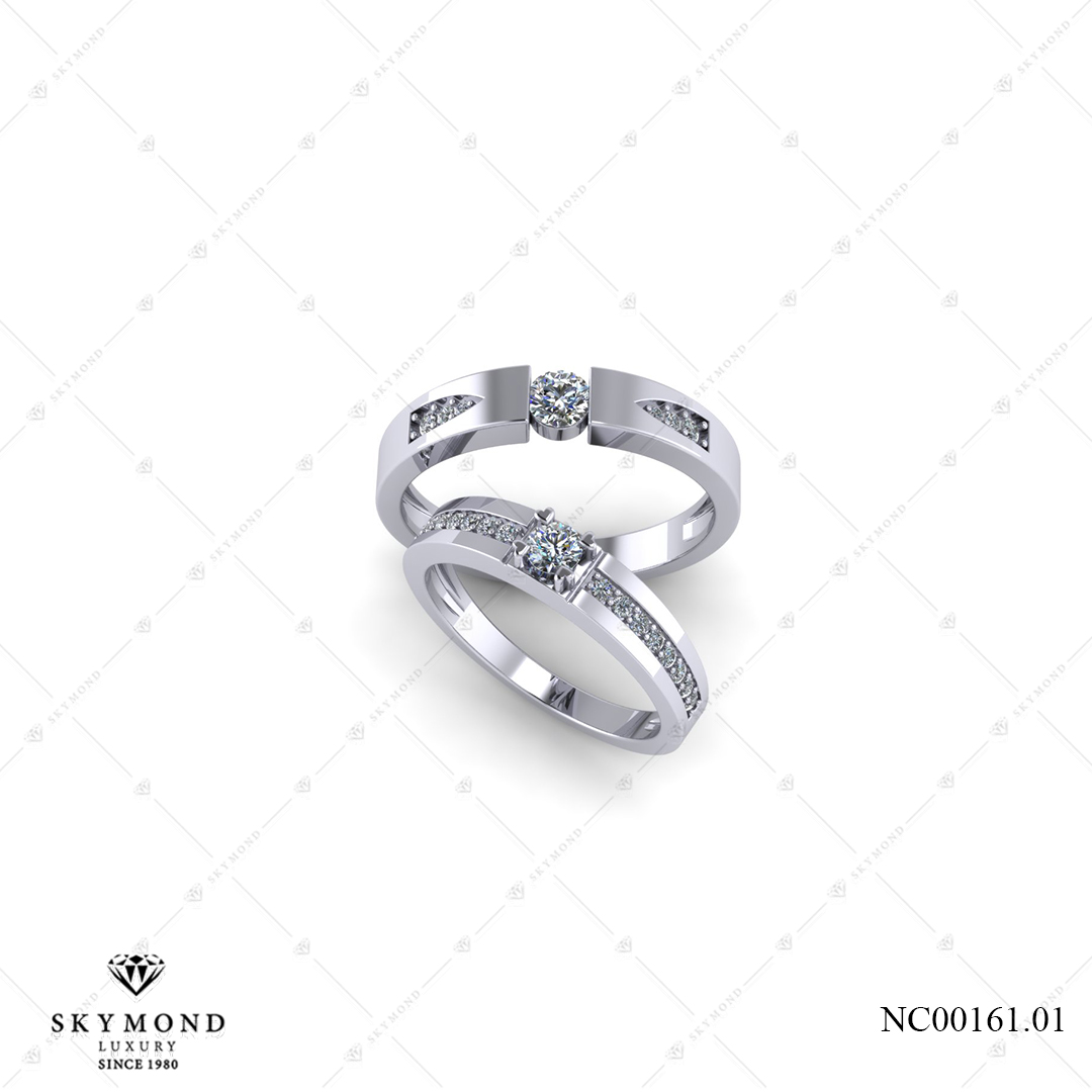 Nhẫn Cưới Vàng Trắng (14k-18k) thiết kế NC00161.01