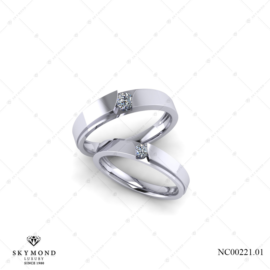 Nhẫn Cưới Vàng Trắng (14k-18k) thiết kế NC00221.01