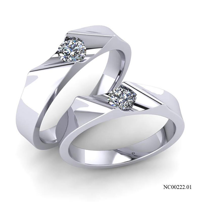 Nhẫn Cưới Vàng Trắng (14k-18k) thiết kế NC00222.01