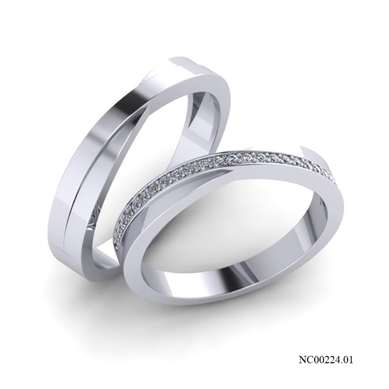 Nhẫn Cưới Vàng Trắng (14k-18k) thiết kế NC00224.01