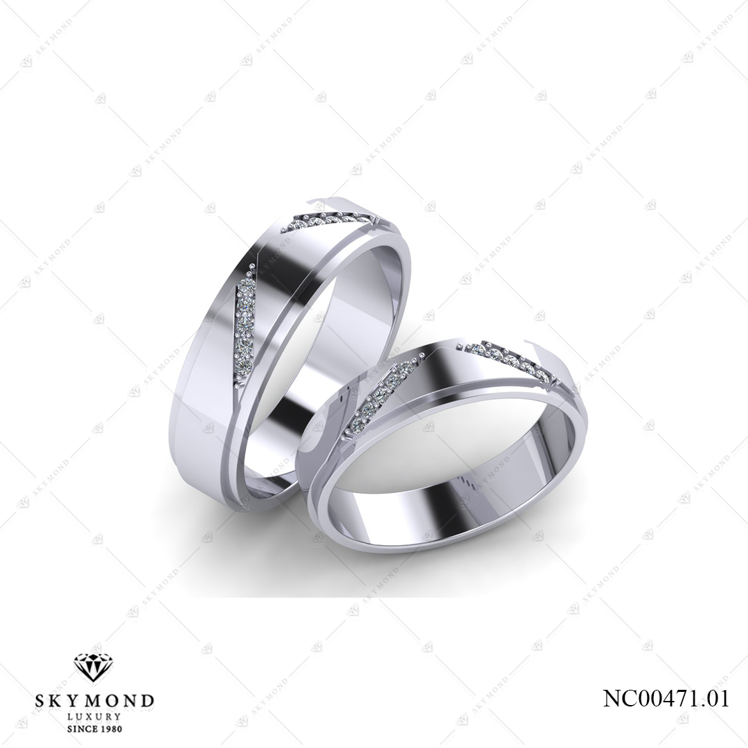 Nhẫn Cưới Vàng Trắng (14k-18k) thiết kế NC00471.01