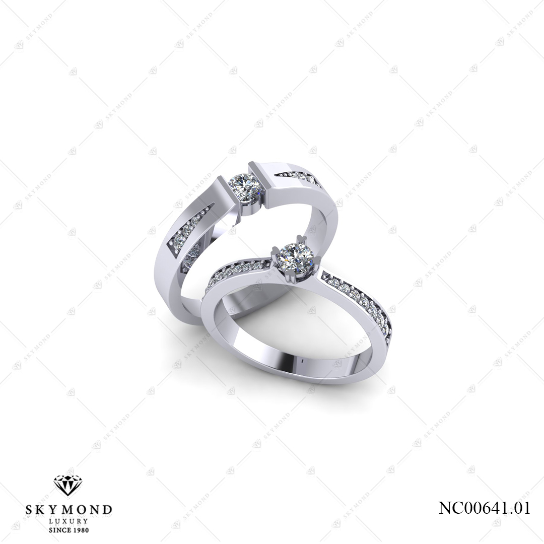 Nhẫn Cưới Vàng Trắng (14k-18k) thiết kế NC00641.01