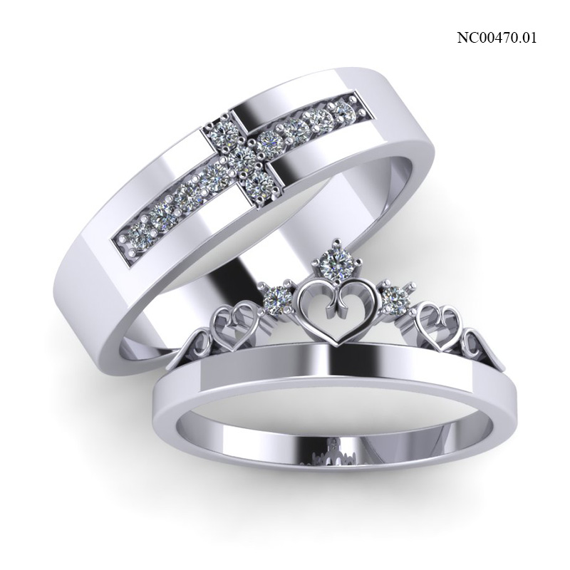 Nhẫn Cưới Vàng Trắng (14k-18k) thiết kế NC00470.01
