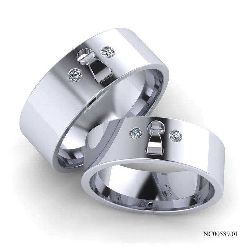 Nhẫn Cưới Vàng Trắng (14k-18k) thiết kế NC00589.01