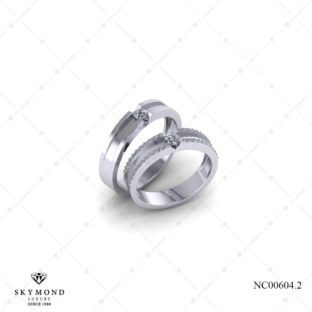 Nhẫn Cưới Vàng Trắng (14k-18k) thiết kế NC00604.01