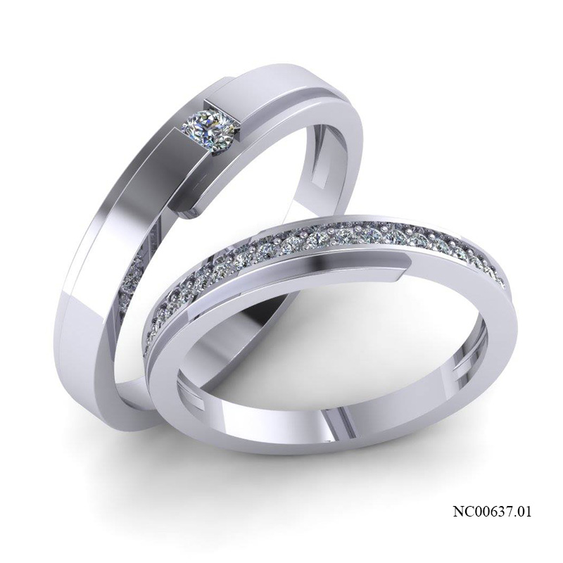 Nhẫn Cưới Vàng Trắng (14k-18k) thiết kế NC00637.01
