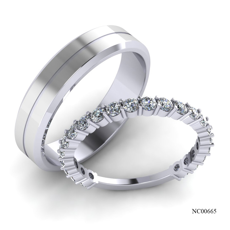Nhẫn cưới Vàng Trắng (14k-18k) thiết kế NC00665