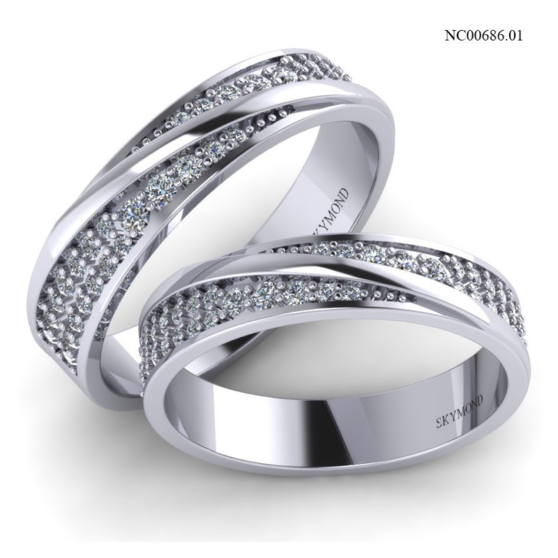 Nhẫn Cưới Vàng Trắng (14k-18k) thiết kế NC00686.01