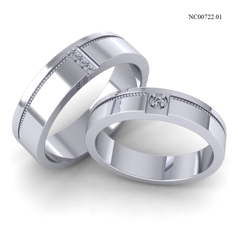 Nhẫn Cưới Vàng Trắng (14k-18k) thiết kế NC00722.01