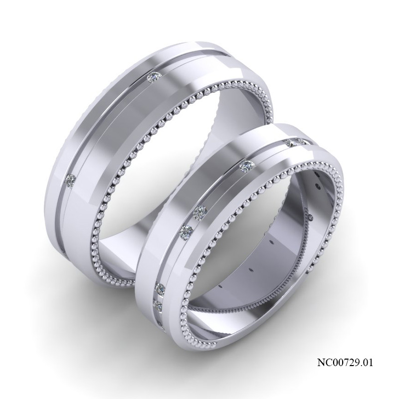 Nhẫn Cưới Vàng Trắng (14k-18k) thiết kế NC00729.01