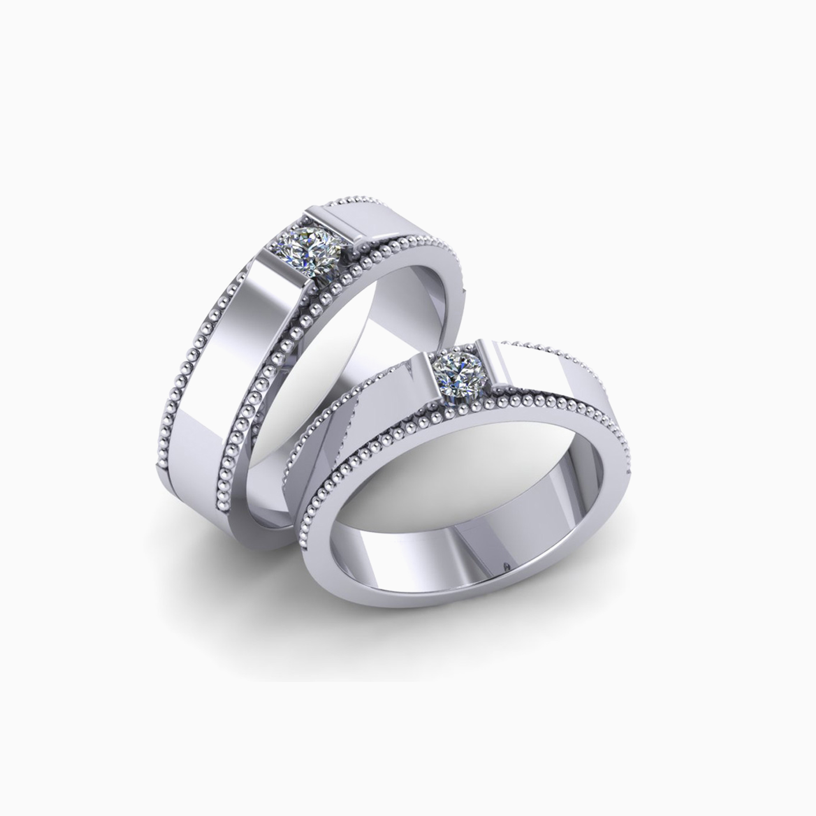 Nhẫn Cưới Vàng Trắng (14k-18k) thiết kế NC00745.01