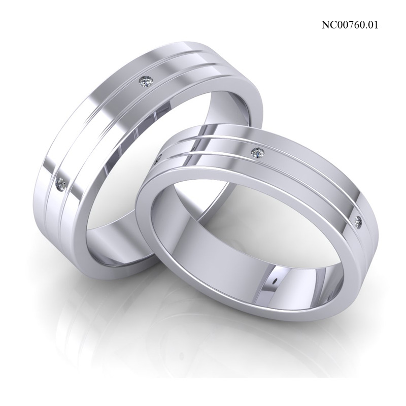 Nhẫn Cưới Vàng Trắng (14k-18k) thiết kế NC00760.01