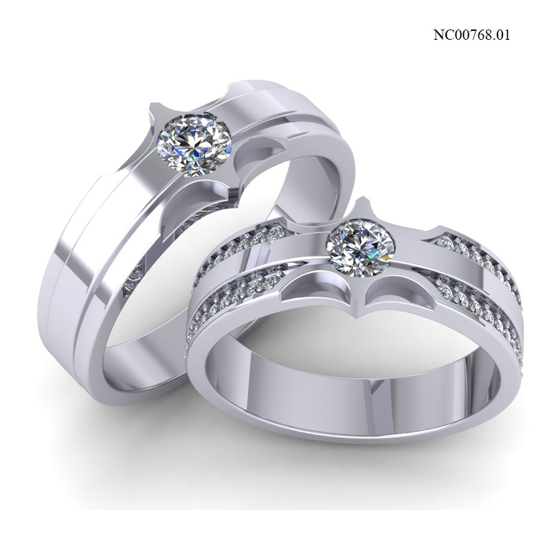 Nhẫn Cưới Vàng Trắng (14k-18k) thiết kế NC00768.01