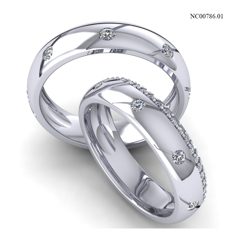 Nhẫn Cưới Vàng Trắng (14k-18k) thiết kế NC00786.01