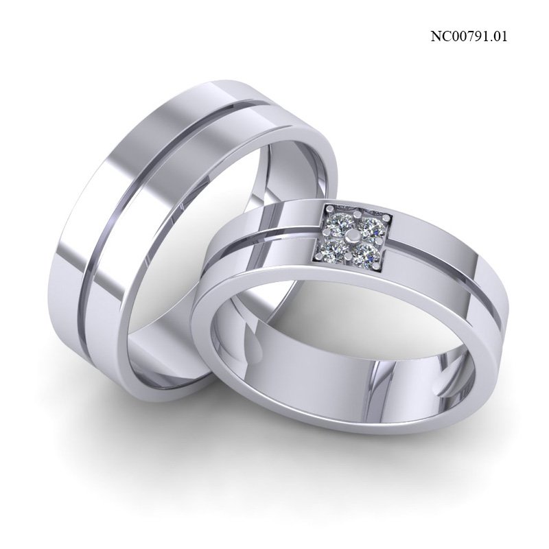 Nhẫn Cưới Vàng Trắng (14k-18k) thiết kế NC00791.01