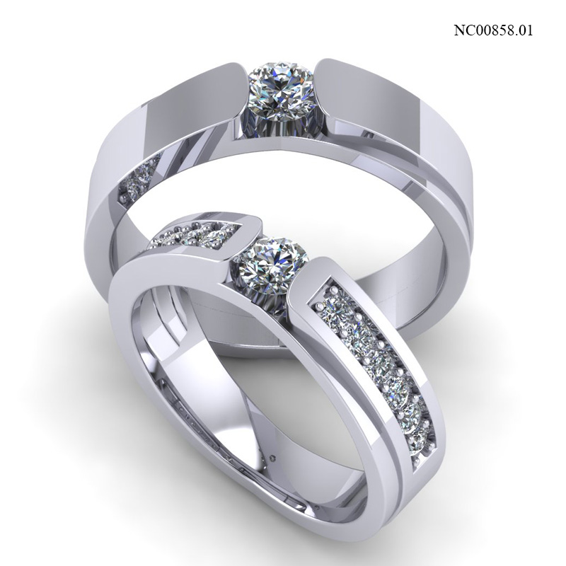 Nhẫn Cưới Vàng Trắng (14k-18k) thiết kế NC00858.01