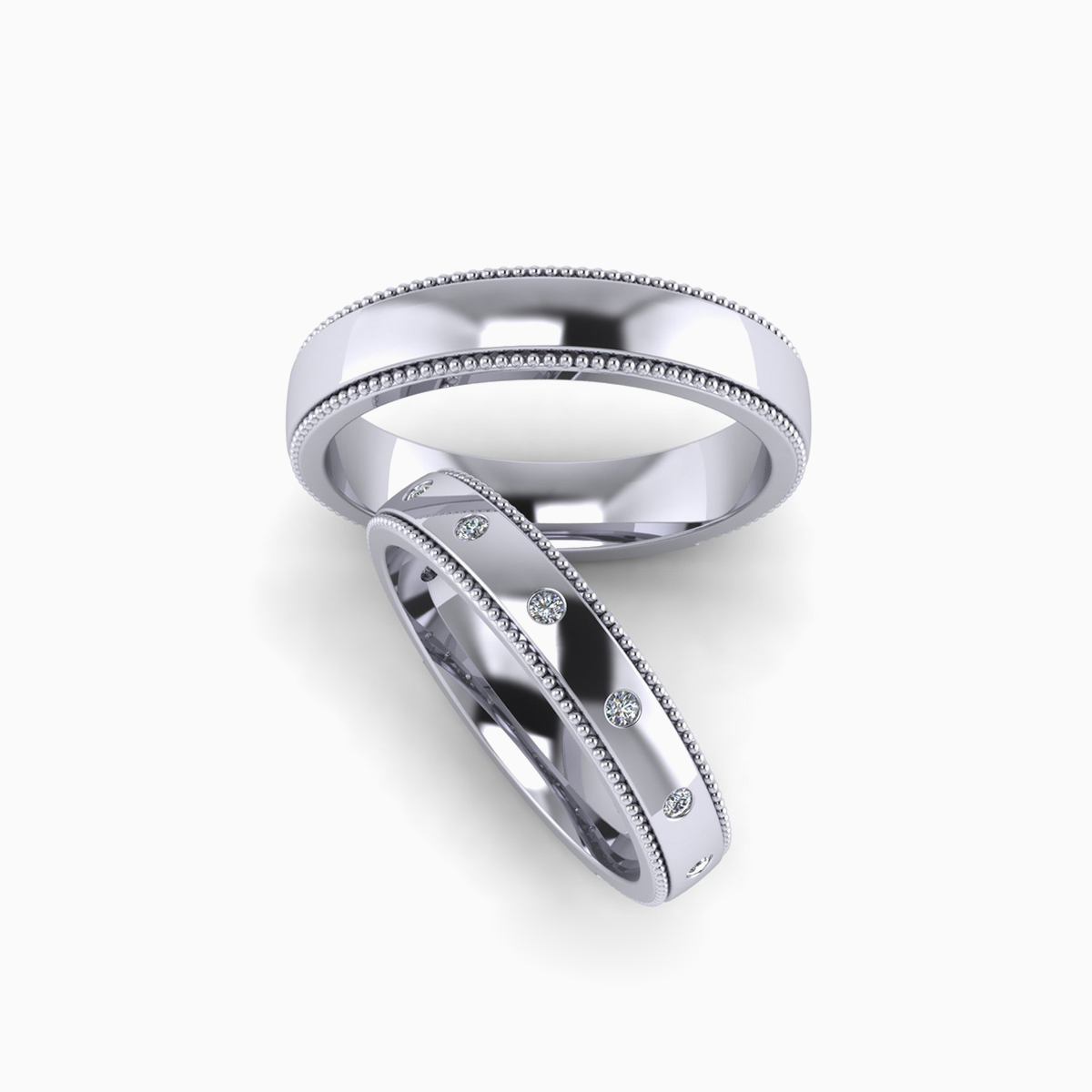 Nhẫn Cưới Vàng Trắng (14k-18k) thiết kế NC00895.01