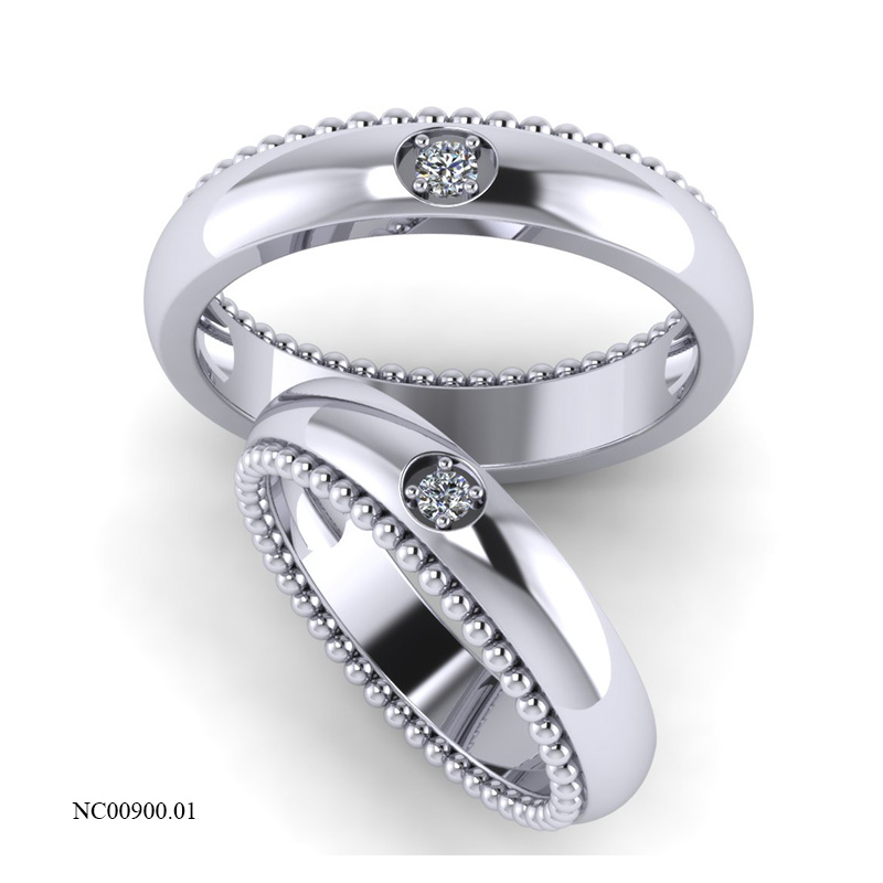 Nhẫn Cưới Vàng Trắng (14k-18k) thiết kế NC00900.01