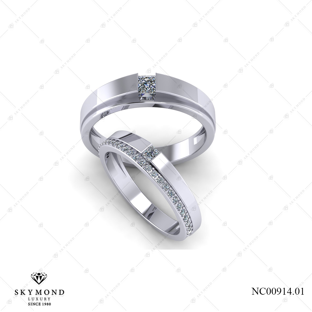 Nhẫn Cưới Vàng Trắng (14k-18k) thiết kế NC00914.01