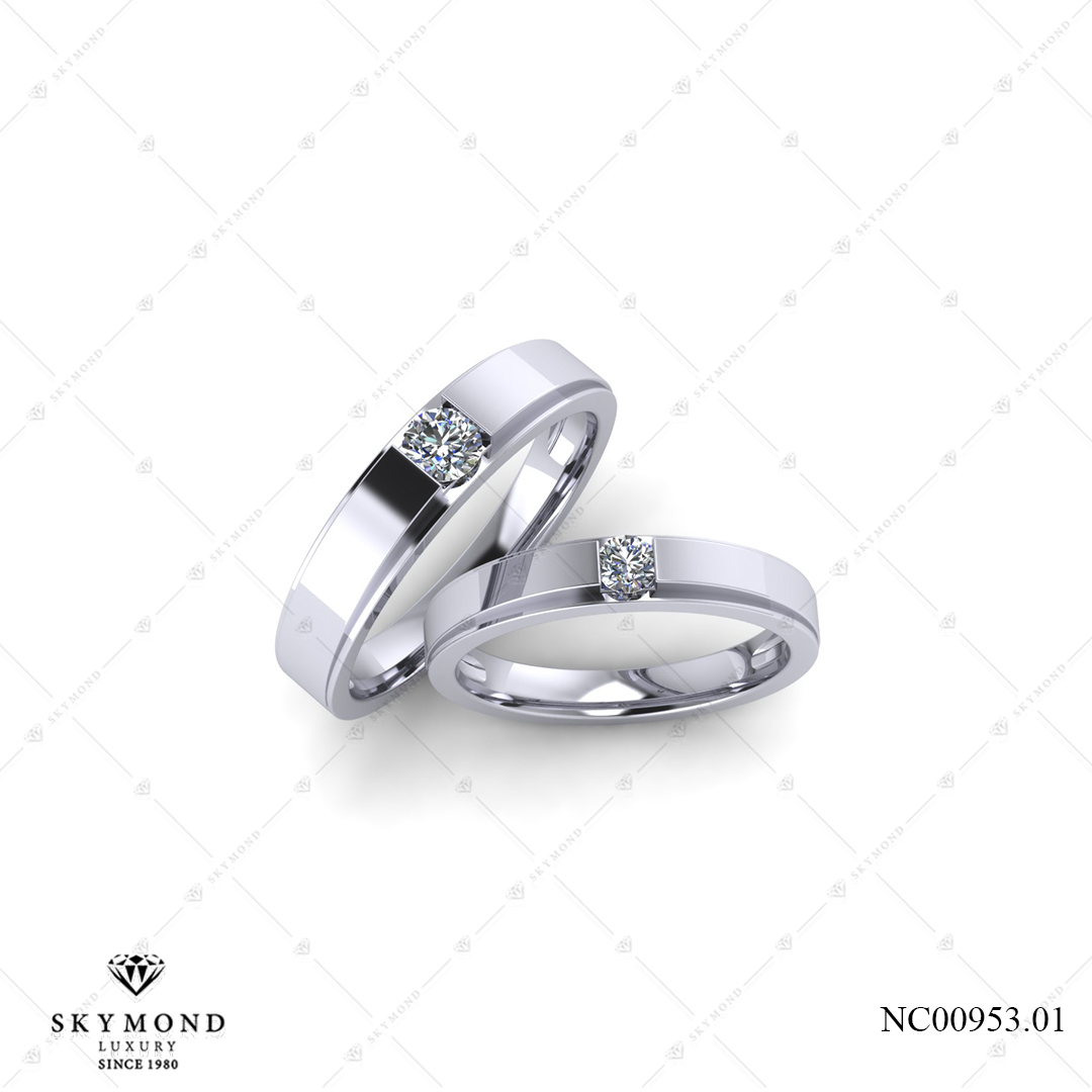 Nhẫn Cưới Vàng Trắng (14k-18k) thiết kế NC00953.01