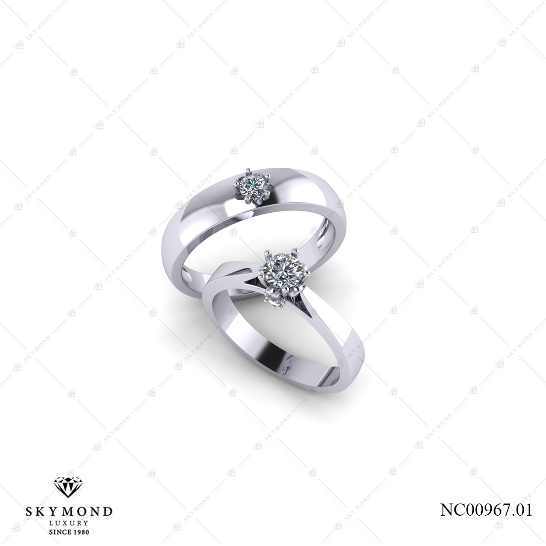 Nhẫn Cưới Vàng Trắng (14k-18k) thiết kế NC00967.01