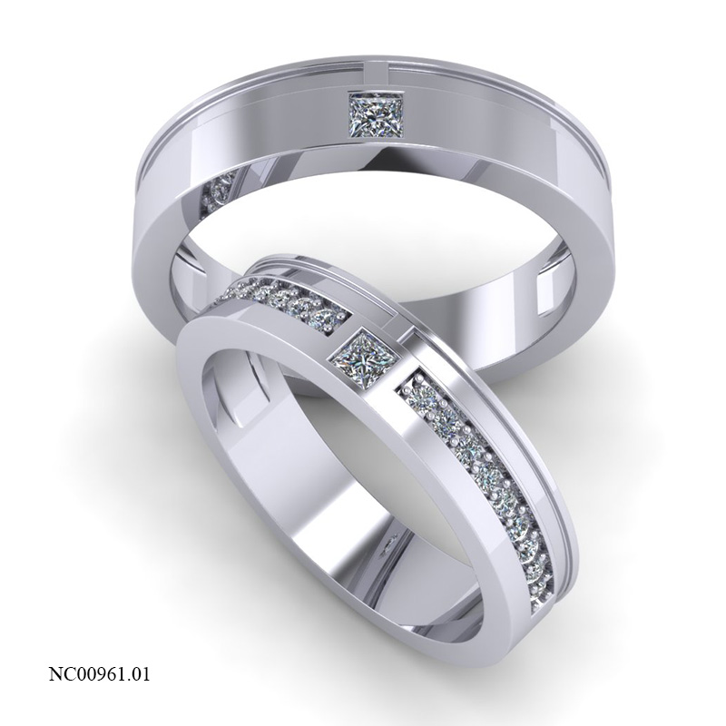 Nhẫn Cưới Vàng Trắng (14k-18k) thiết kế NC00961.01