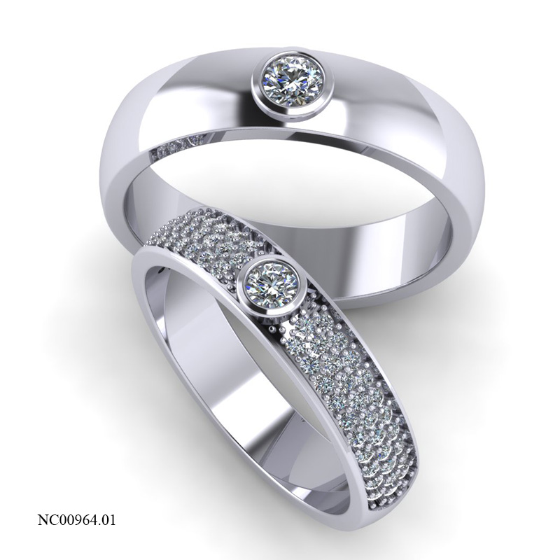 Nhẫn Cưới Vàng Trắng (14k-18k) thiết kế NC00964.01