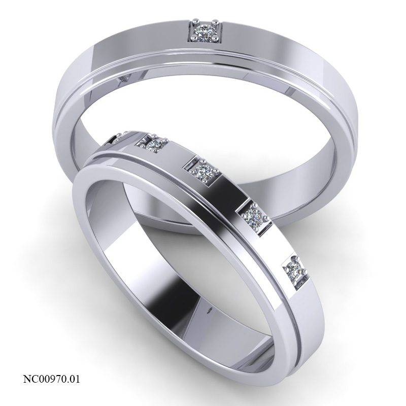 Nhẫn Cưới Vàng Trắng (14k-18k) thiết kế NC00970.01
