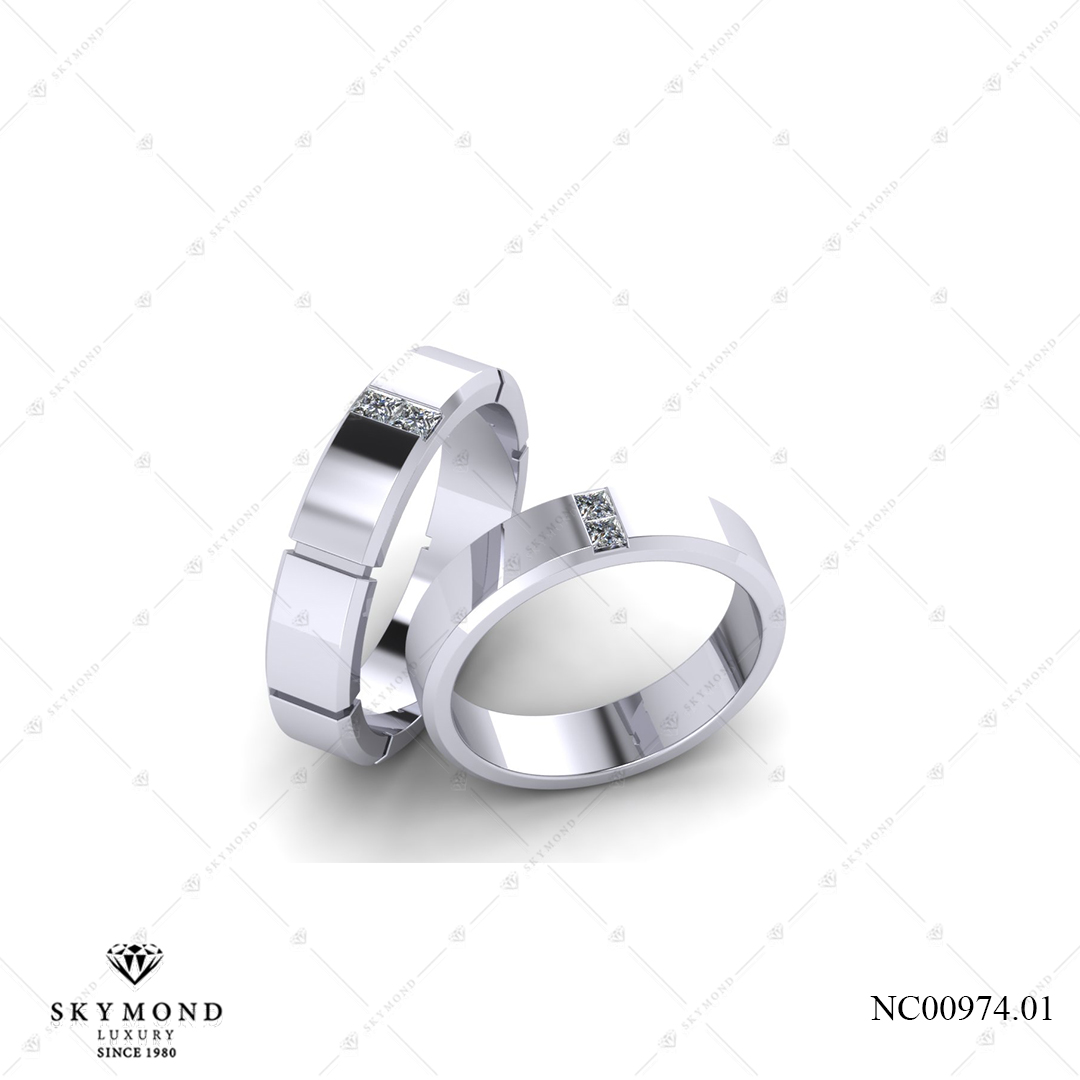 Nhẫn Cưới Vàng Trắng (14k-18k) thiết kế NC00974.01