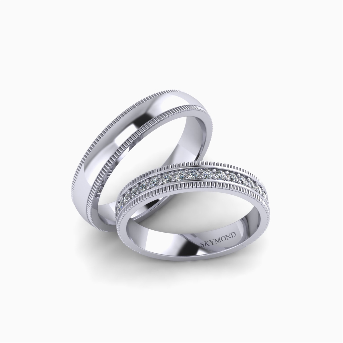 Nhẫn Cưới Vàng Trắng (14k-18k) thiết kế NC00978.01