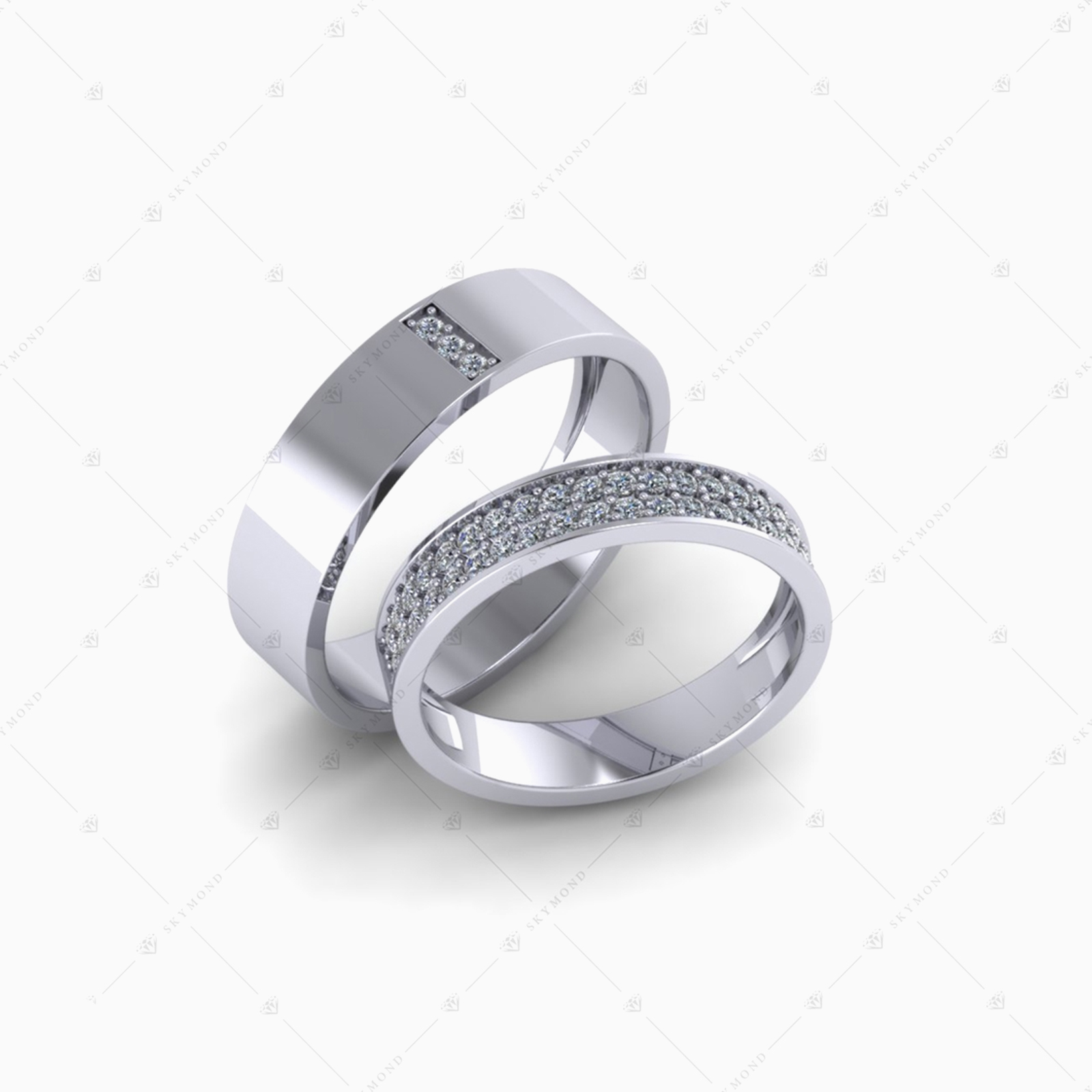 Nhẫn Cưới Vàng Trắng (14k-18k) thiết kế NC00981.01