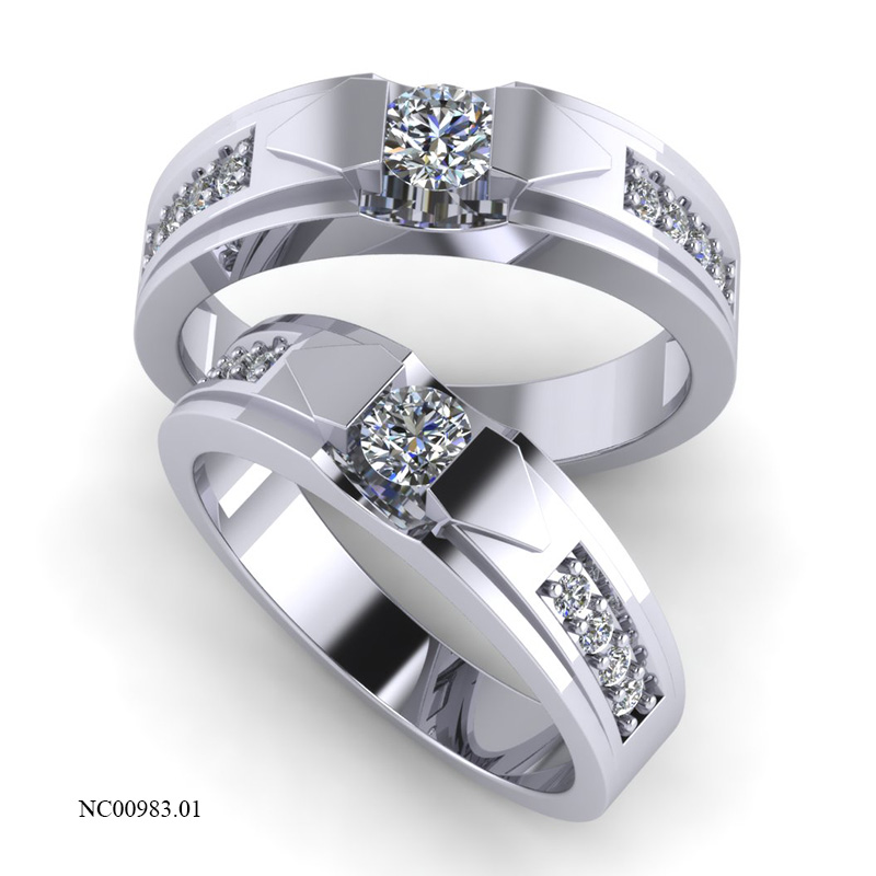 Nhẫn Cưới Vàng Trắng (14k-18k) thiết kế NC00983.01