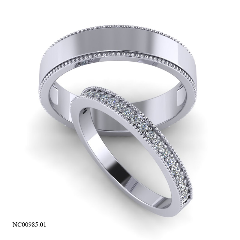 Nhẫn Cưới Vàng Trắng (14k-18k) thiết kế NC00985.01