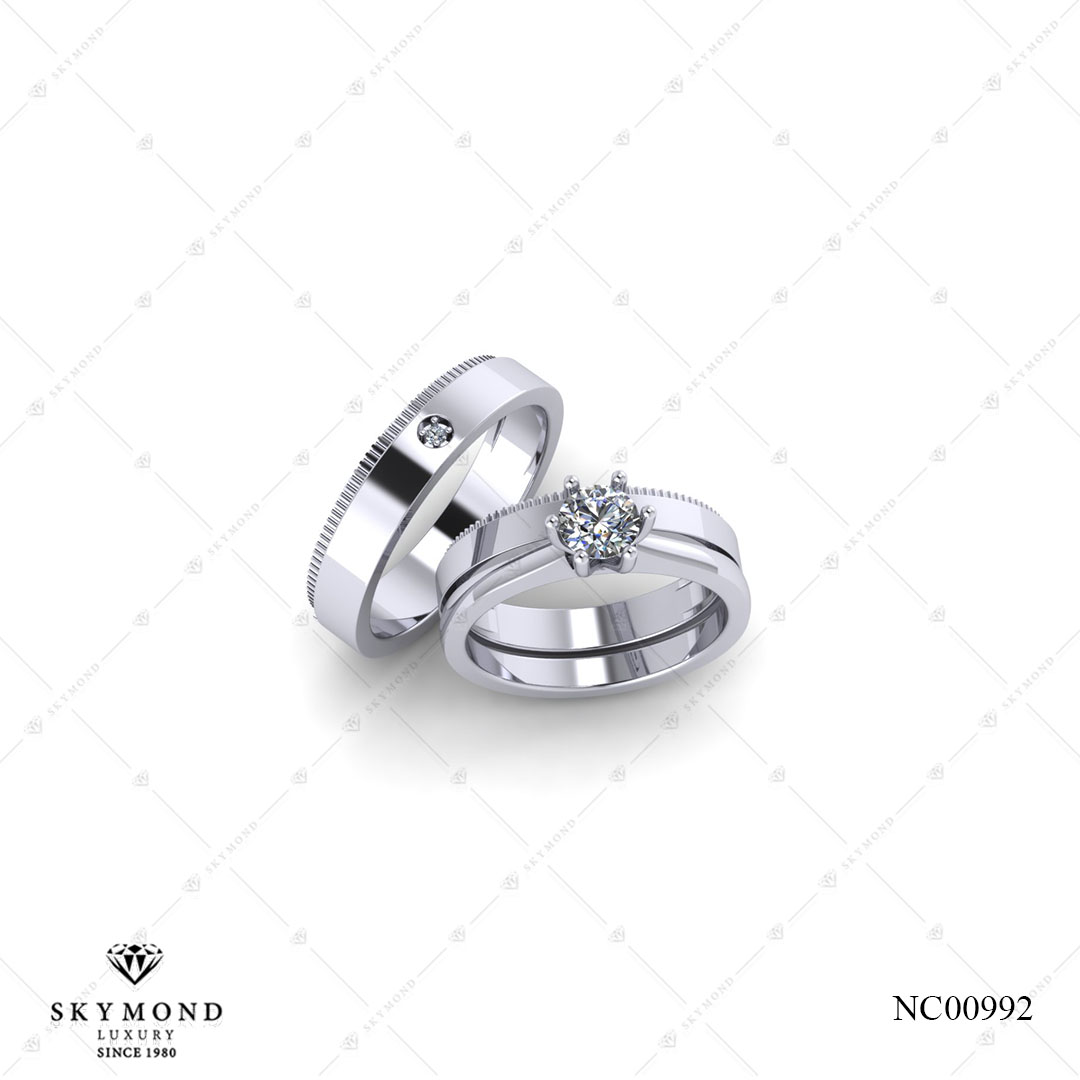 Nhẫn Cưới Vàng Trắng (14k-18k) thiết kế NC00992.01