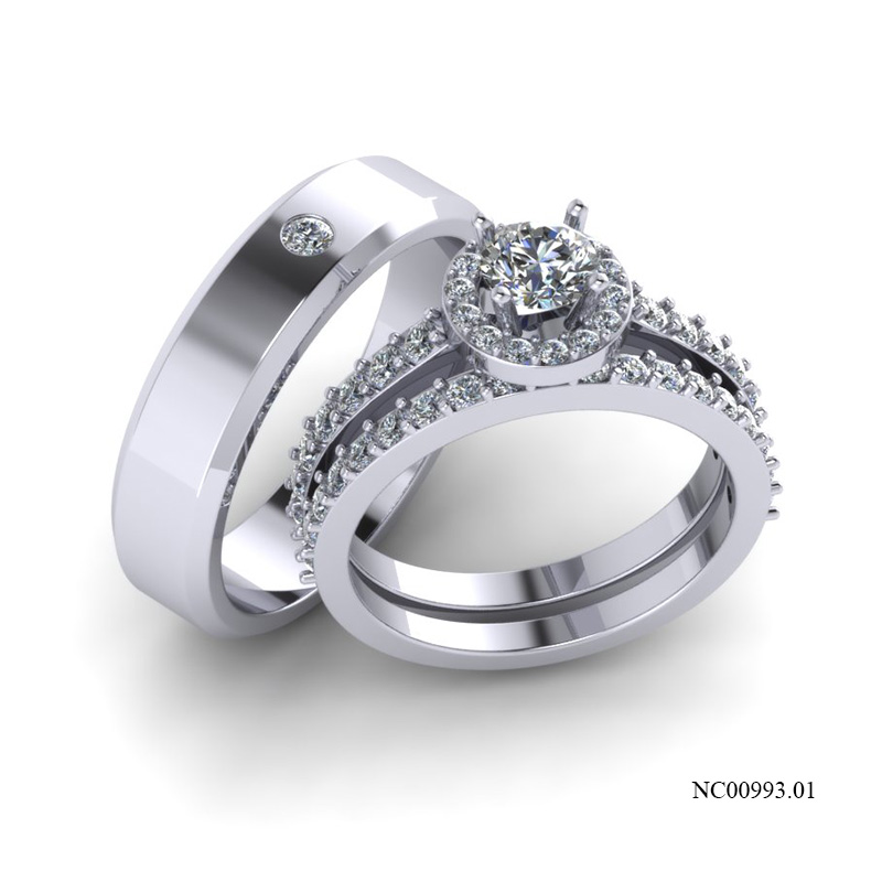 Nhẫn Cưới Vàng Trắng (14k-18k) thiết kế NC00993.01