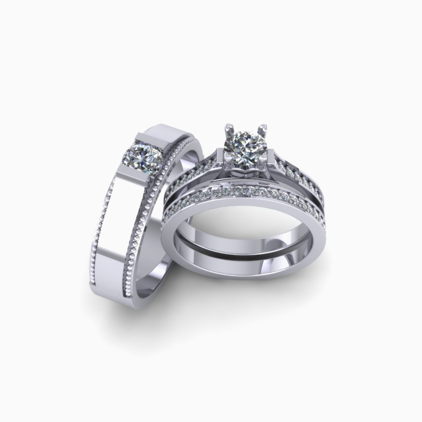 Nhẫn Cưới Vàng Trắng (14k-18k) thiết kế NC00994.01