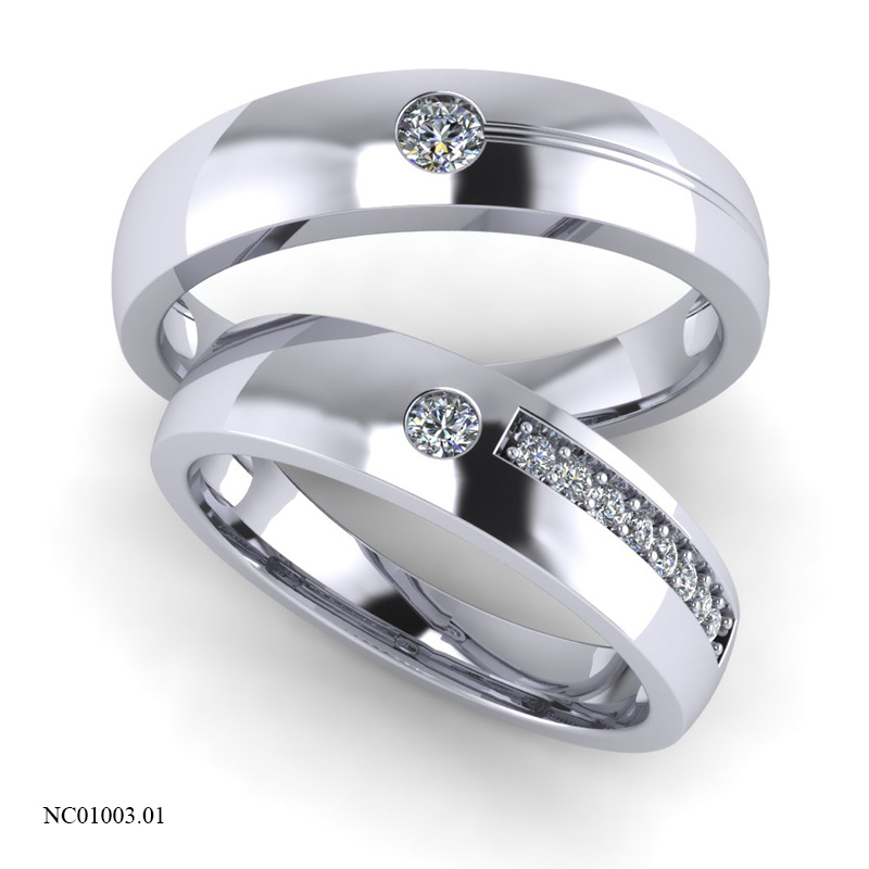 Nhẫn Cưới Vàng Trắng (14k-18k) thiết kế NC01003.01