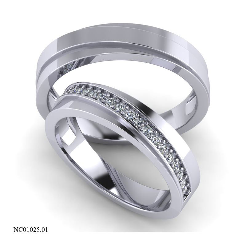 Nhẫn Cưới Vàng Trắng (14k-18k) thiết kế NC01025.01
