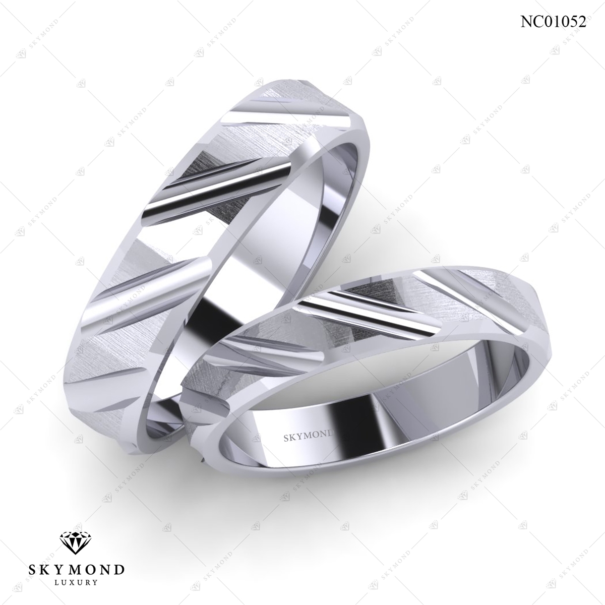 Nhẫn Cưới Vàng Trắng (14k-18k) thiết kế NC01052.01