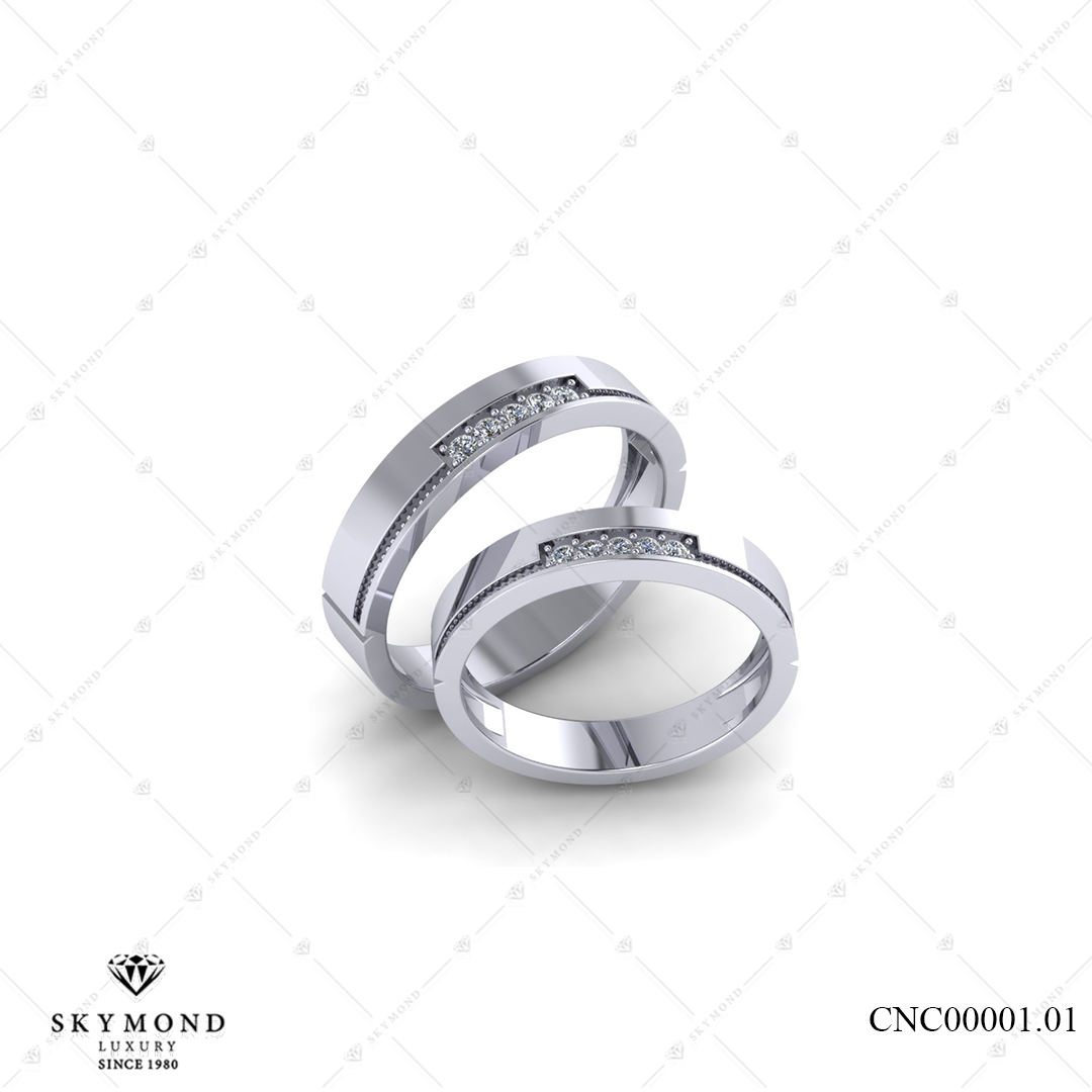 Nhẫn Cưới  Classic Vàng Trắng (14k-18k) thiết kế CNC00001.01