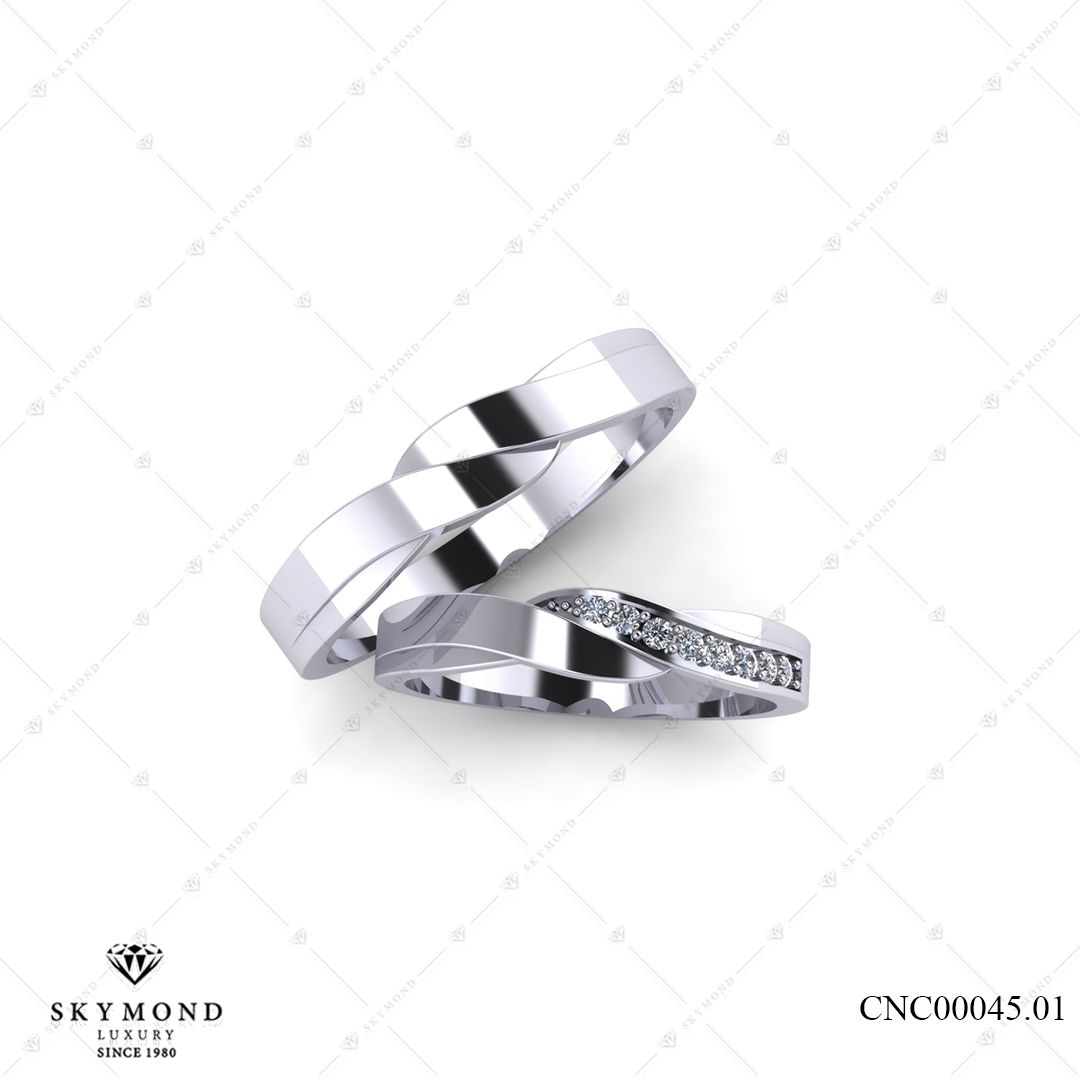 Nhẫn Cưới  Classic Vàng Trắng (14k-18k) thiết kế CNC00045.01
