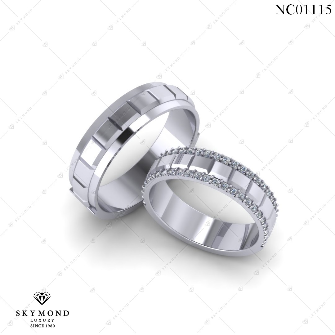 Nhẫn Cưới Vàng Trắng (14k-18k) thiết kế NC00376