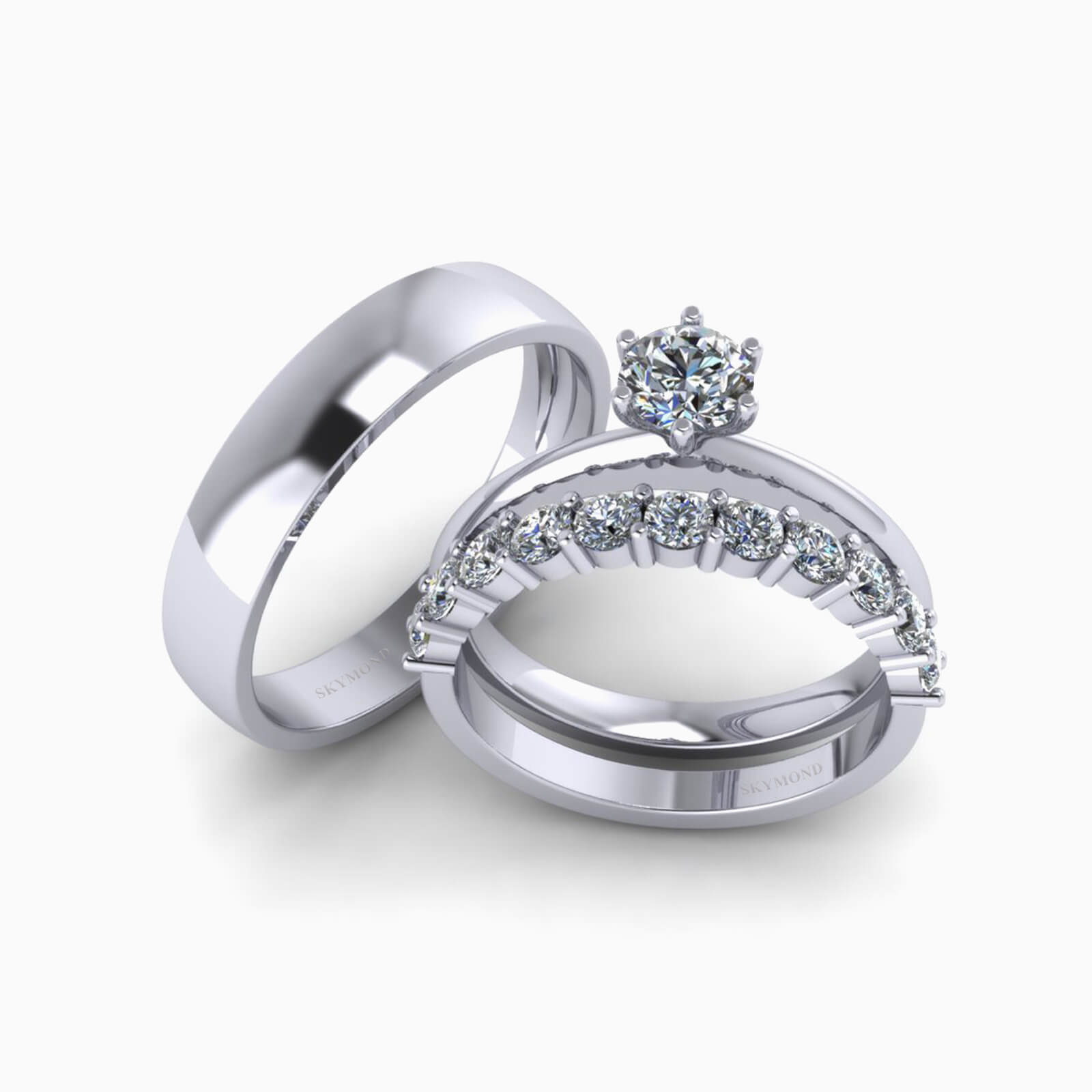 Nhẫn Cưới Vàng Trắng (14k-18k) thiết kế NC01176